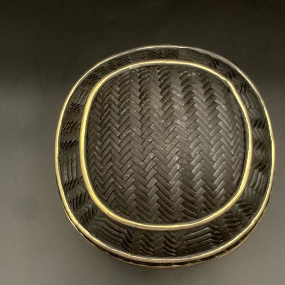 Candone Wharton Raku Pottery Basketweave & Glaze Vessel Bowl SIGNED with Lid - Picture 6 of 16